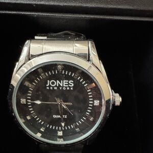 Jones New York Men's Watch with Black Dial and Silver Accents